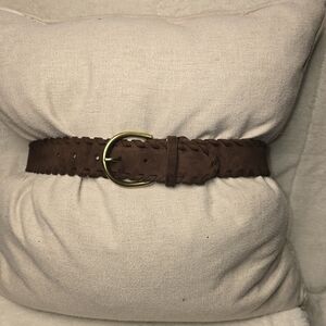 SUEDE BOHO BROWN BELT FAUX LEATHER LEATHER LACING DETAIL BRASS  BOHO 70S WOMENS